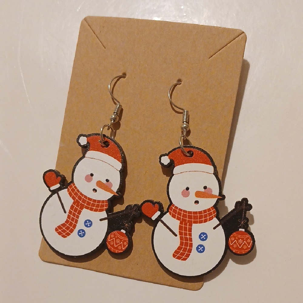 Fashion Jewelry Snowman Earrings - Red, White, Black